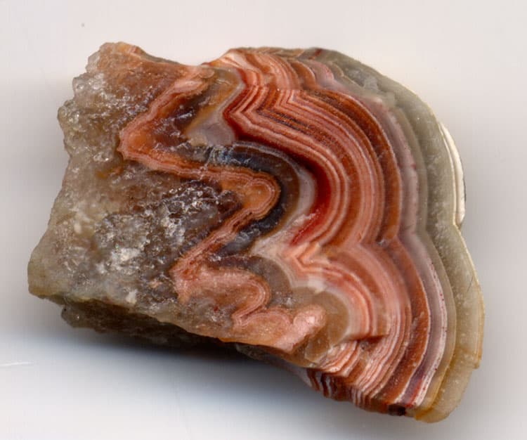 This banded agate specimen is one inch (2.5 cm) wide.
