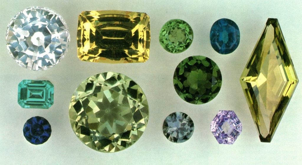 apatite gemstones - various cuts and locations