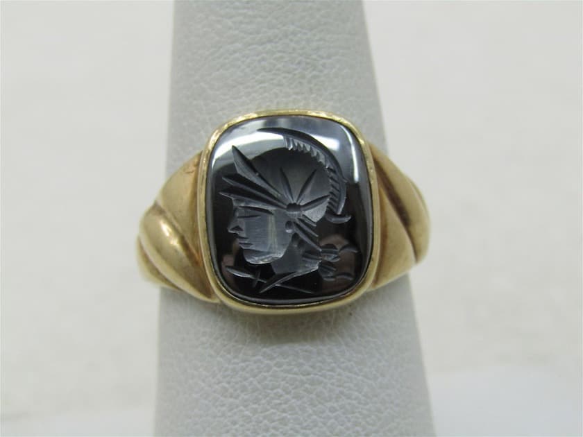 vintage hematite intaglio ring