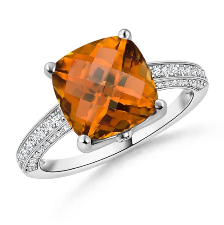 GIA Graded Cushion Orange Zircon Cocktail Ring Angara