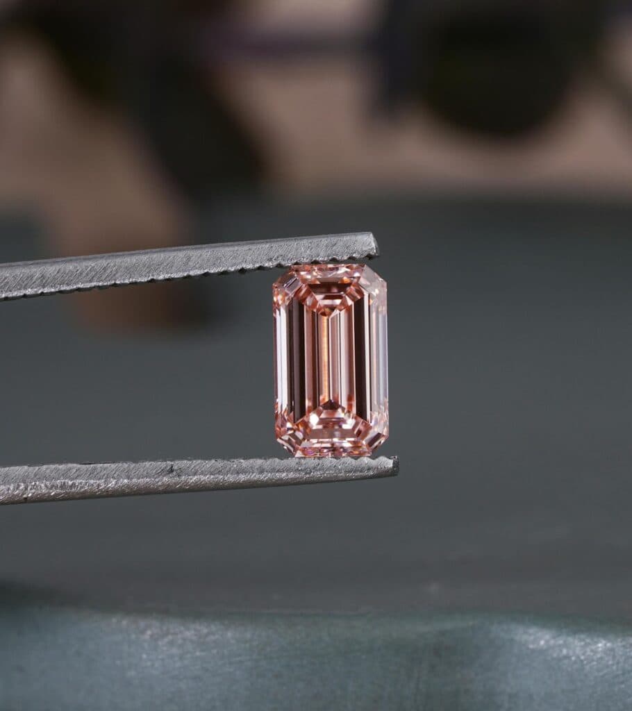 Pink diamond in emerald cut