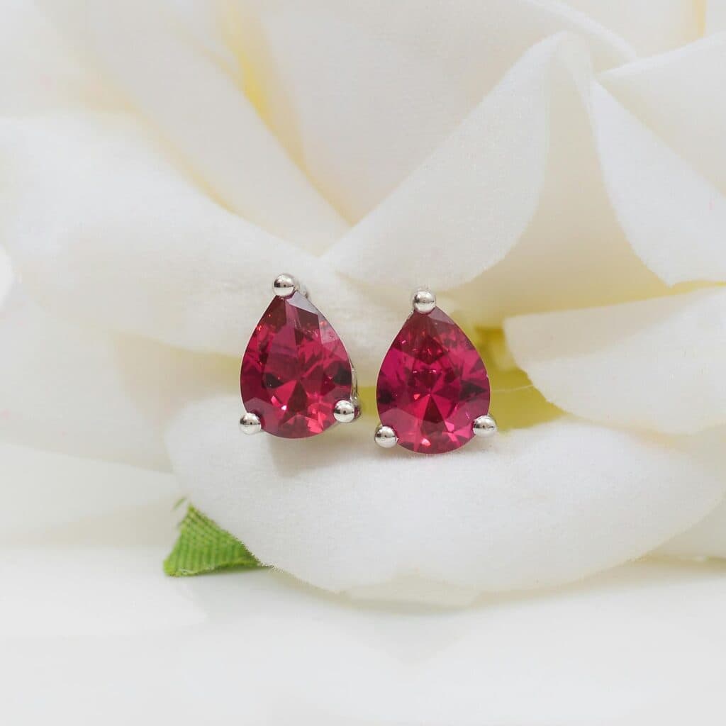 A pair of ruby earrings
