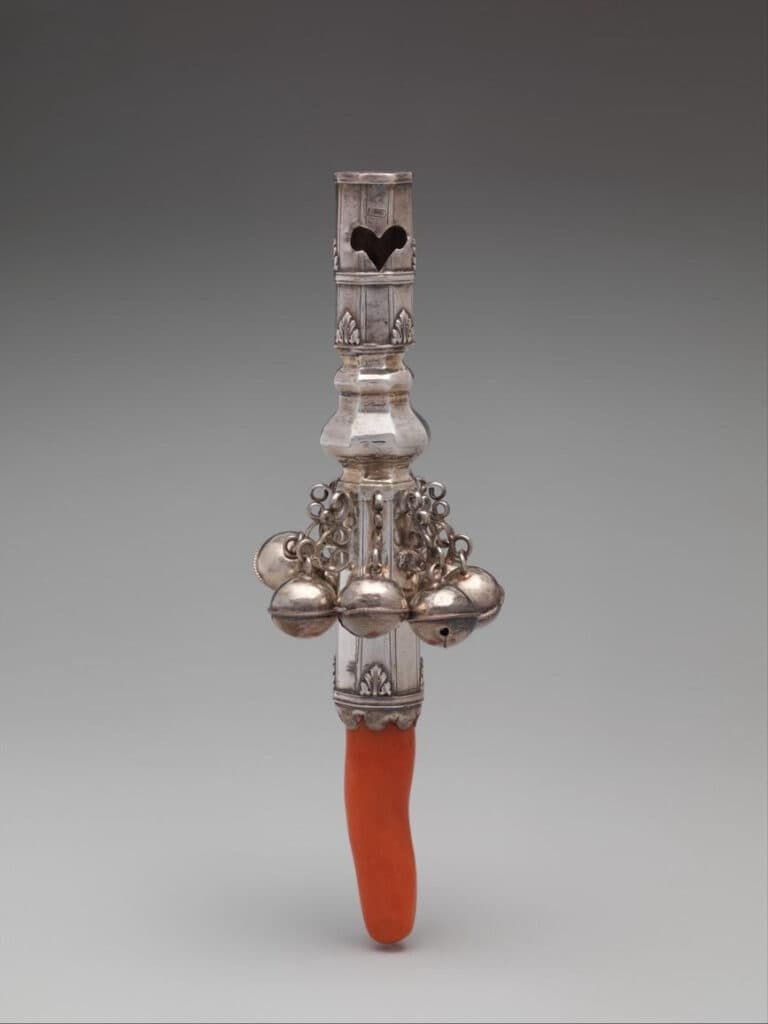 American silver rattle toy