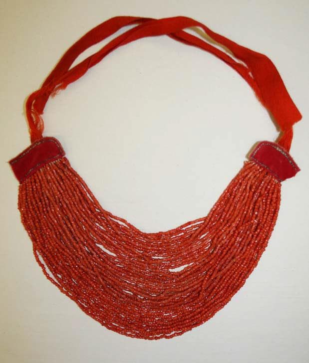 many beads of coral in this 19th century necklace
